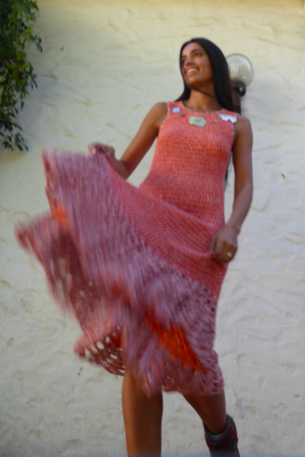 Gala Crochet Dress Salmón