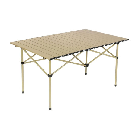 Mesa Grande Camping Aluminio Plegable Compacta Con Bolso Beige