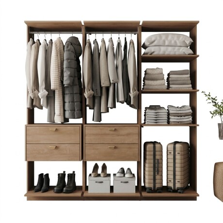COMBO VESTIDOR - 3 MODULOS - 4 CAJONES GUARDARROPA ARMARIO CLOSET PLACARD MARRÓN