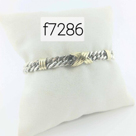 Pulsera de plata 925 con trabas en double de oro 18 ktes. Modelo, GRUMETTE. Pulsera de plata 925 con trabas en double de oro 18 ktes. Modelo, GRUMETTE.