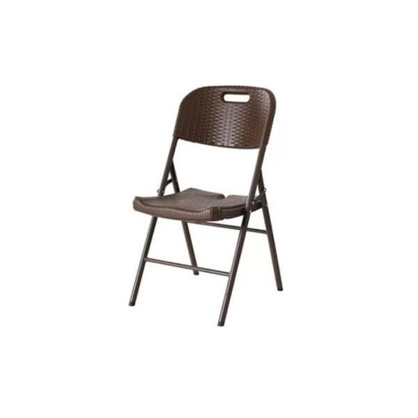 SILLA PLEGABLE PLASTICA BASE METAL 47X50X84 CM RATAN MARRON MARRON