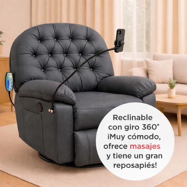 Sillón Masajeador Poltrona Con Control Remoto Y Soporte Para Celular GRIS