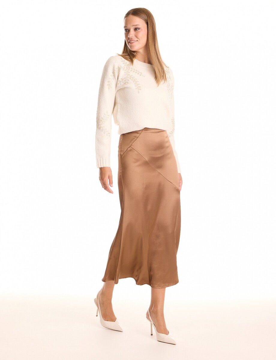 Falda Saten - Tostado 