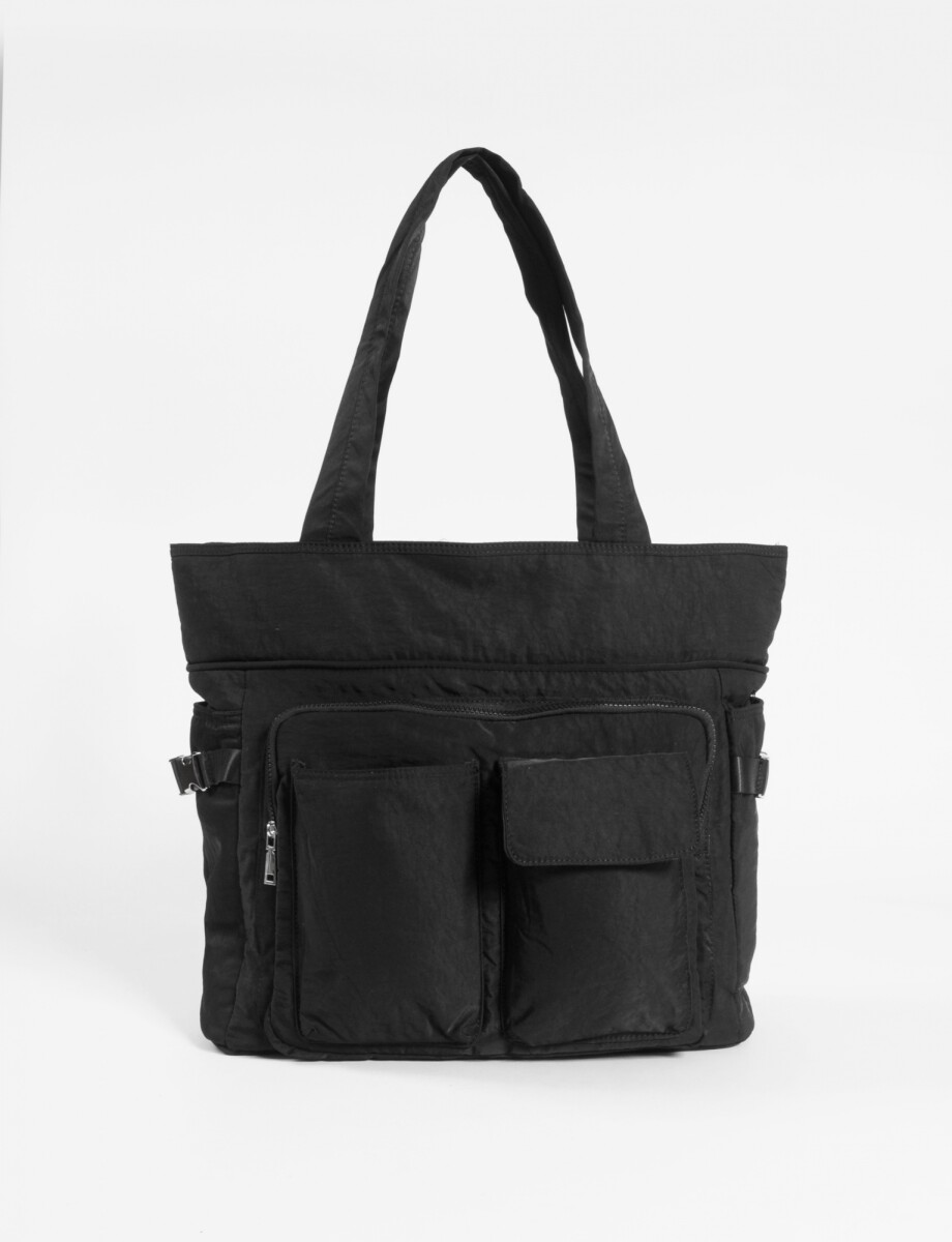 Shopper oversize bolsillos - negro 