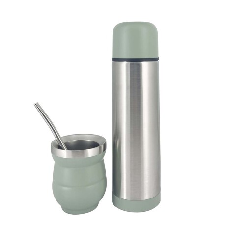Set Matero c/ Termo Bala 500Ml + Mate + Bombilla Acero Inox Verde Oliva