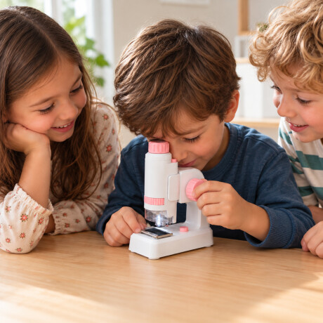 Microscopio infantil con accesorios Rosado