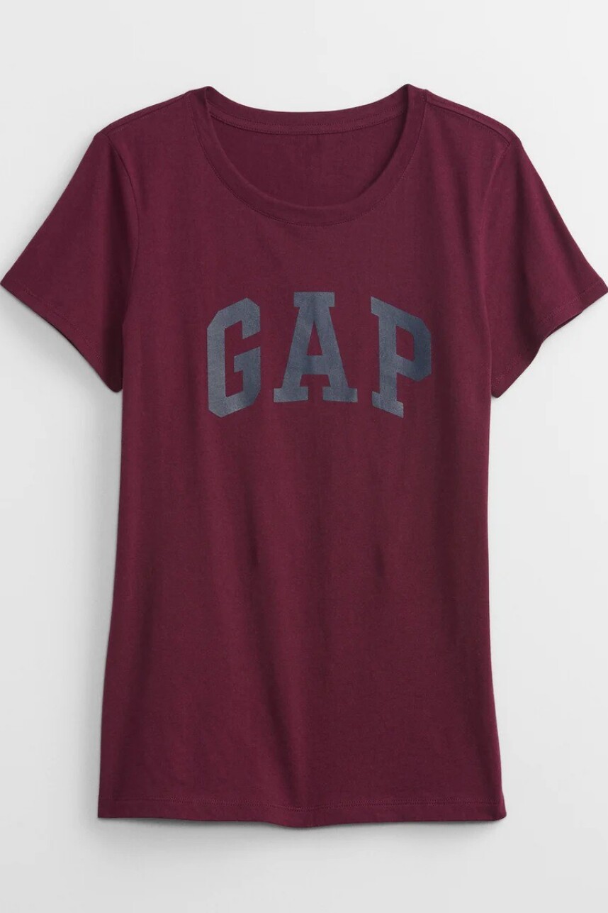 Remera Logo Gap Manga Corta Mujer Ruby Wine