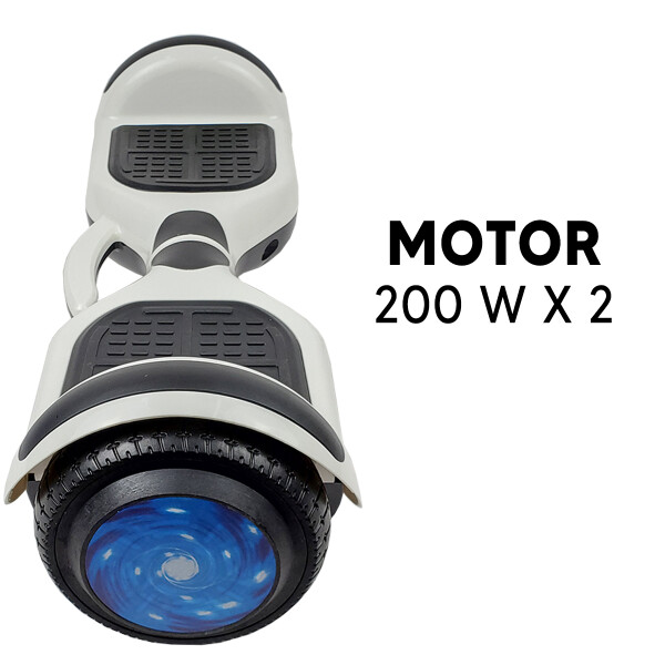 Combo De Skate Eléctrico 6.5" Con Luces Y Bluetooth + Asiento Para Hoverboard BLANCO