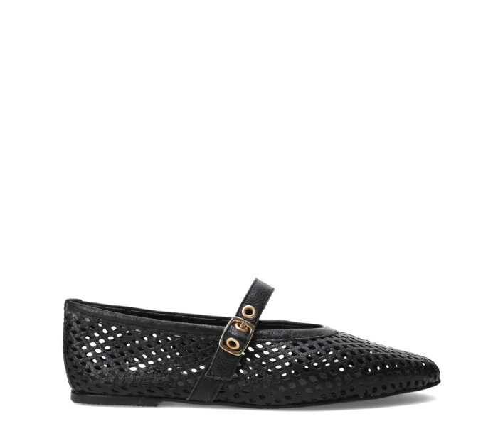 Zapato balerina calado Preto