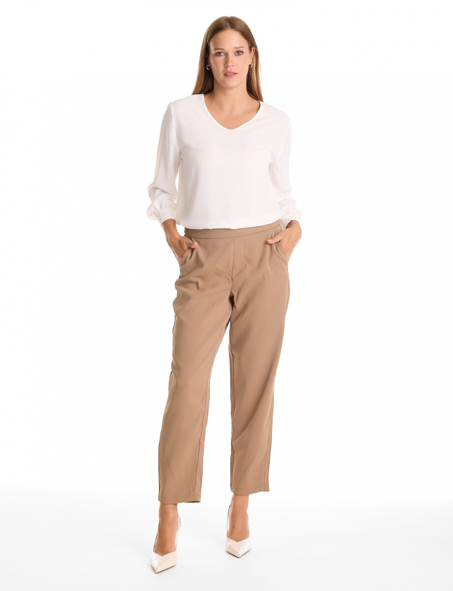 Pantalon Relaxed Fit & Cintura Elástica Posterior - Tostado 