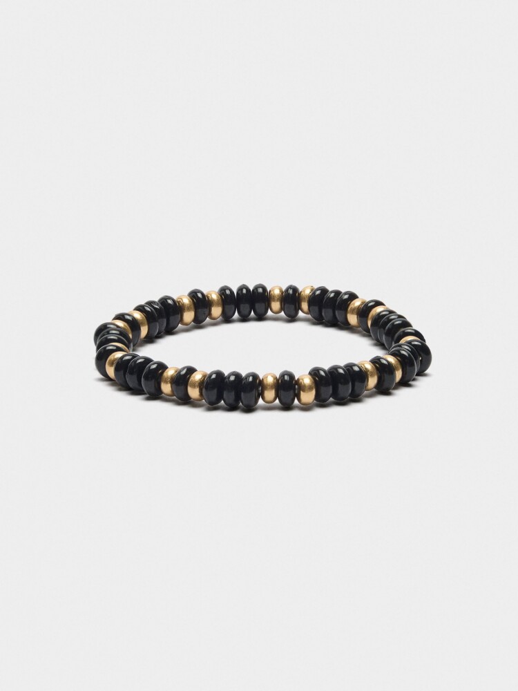 Pulsera Elástica De Cuentas Bicolor negro