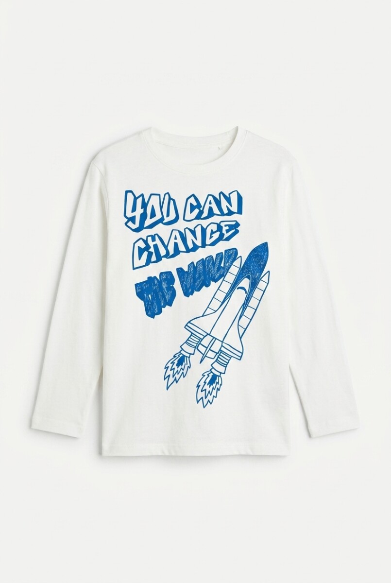 Remera estampada mangas largas - Blanco 