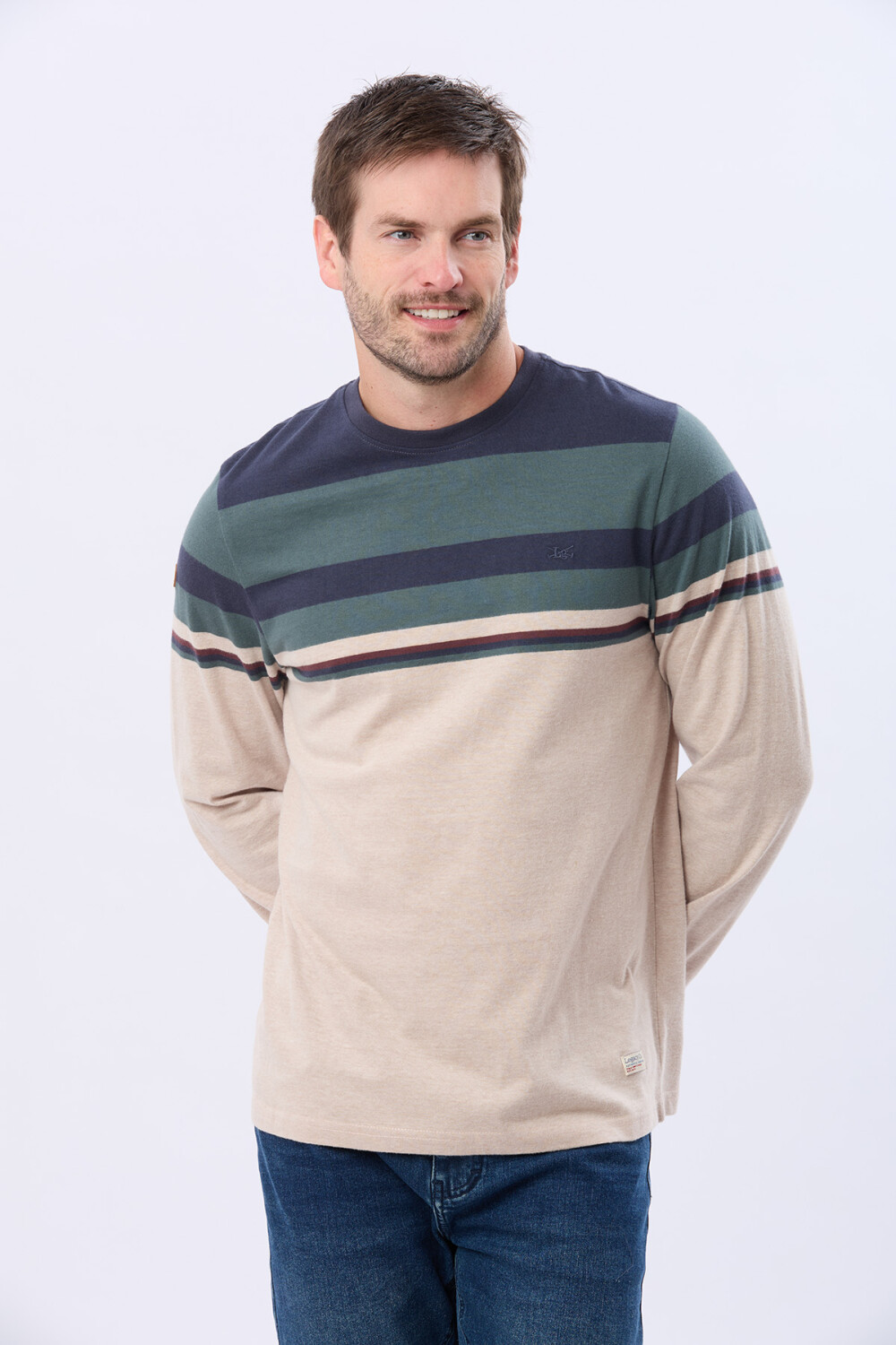 REMERA RAYADA DE ALGODÓN AZUL