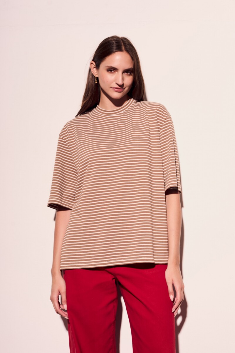 Remera Rayada Camel