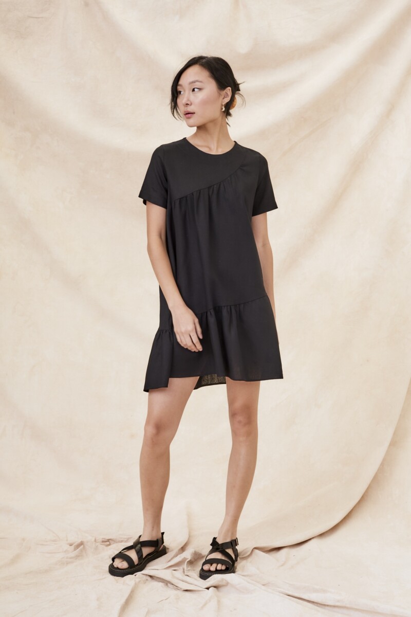 Vestido Con Lino Negro