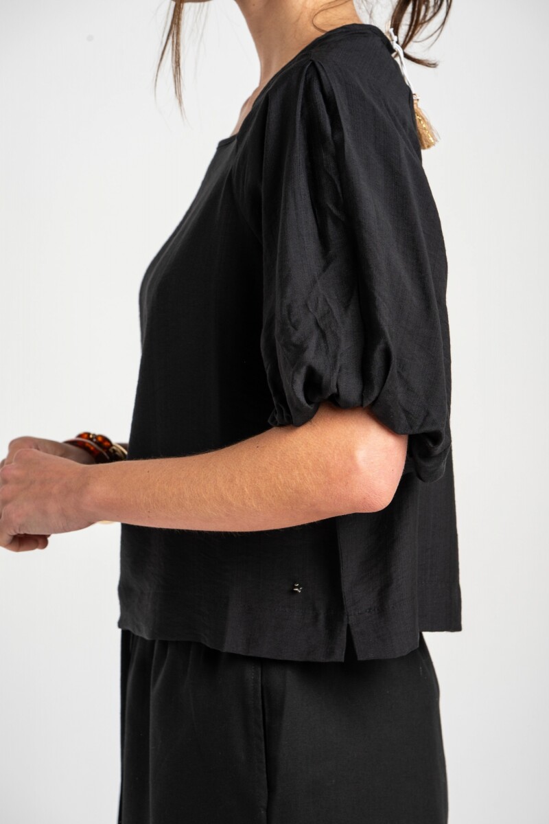 Blusa Mangas Balloon Negro