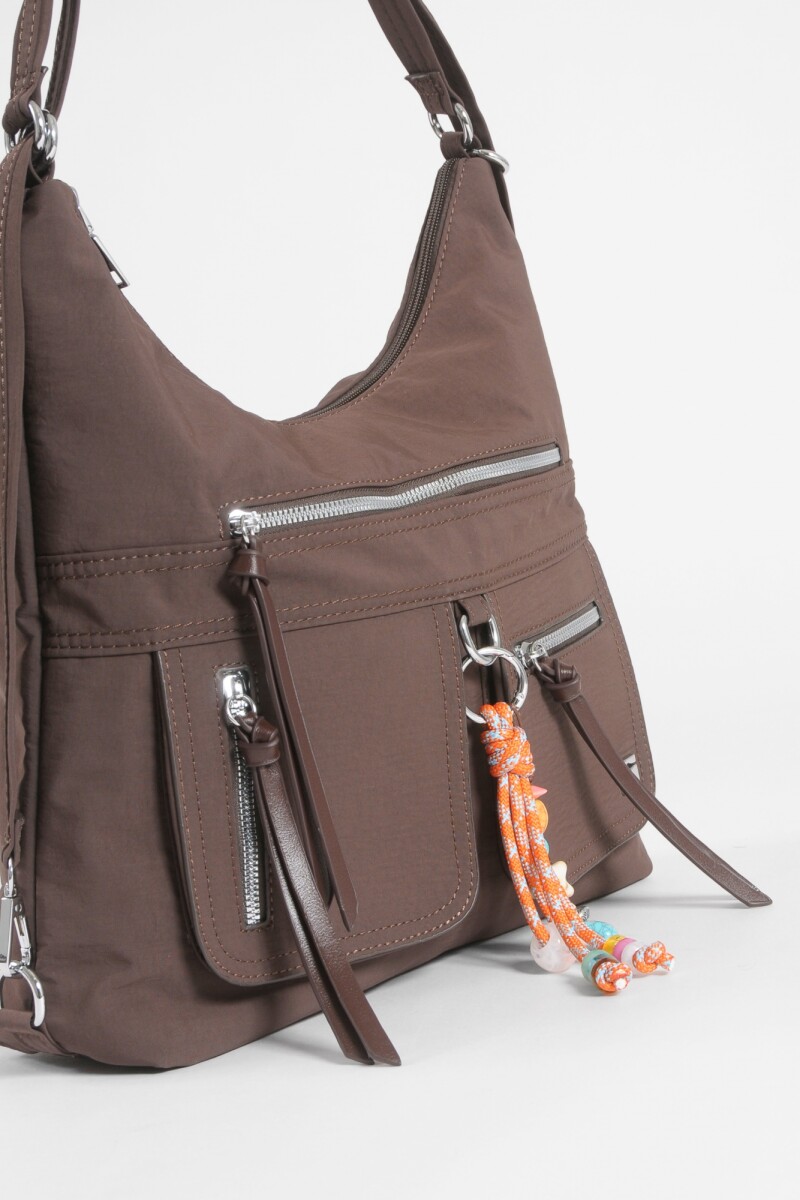 Hobo mochila con llavero removible chocolate