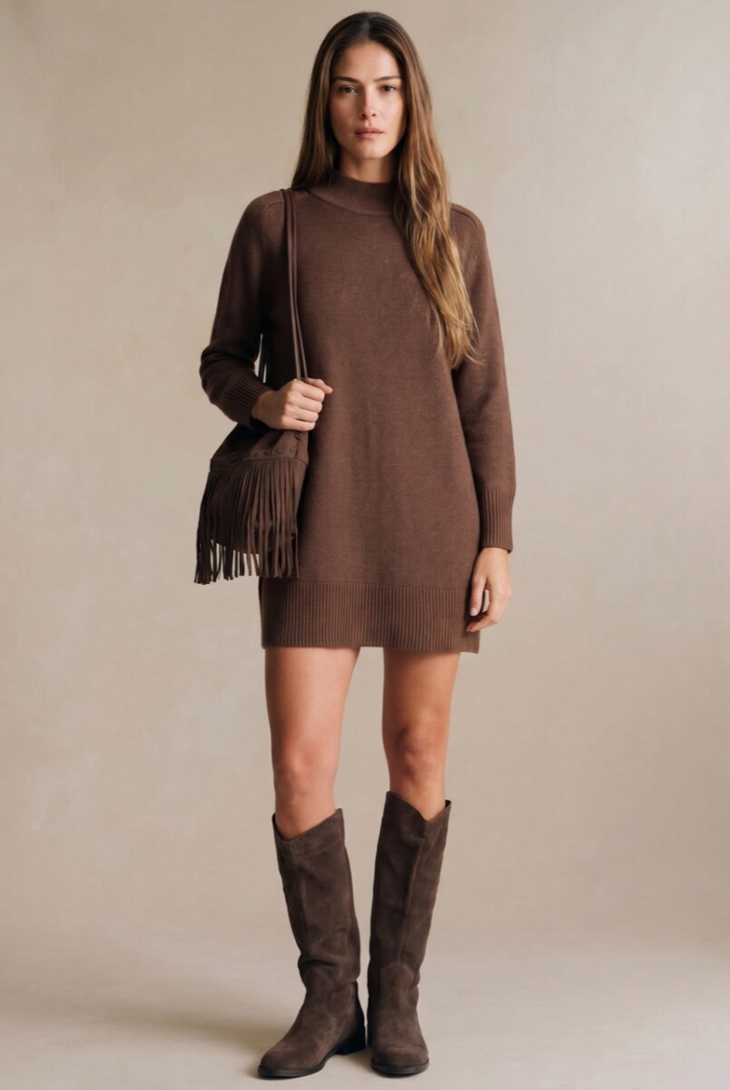 Vestido Polera Tejido - Chocolate 
