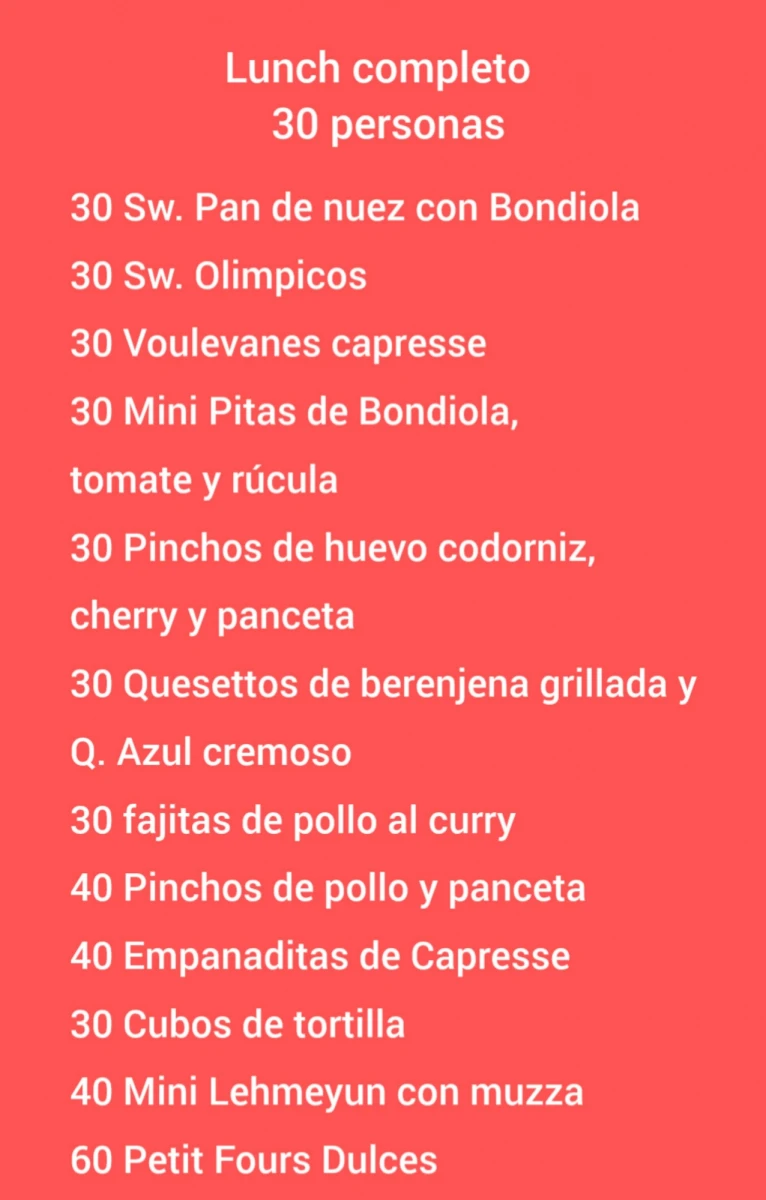 Lunch 30 personas 