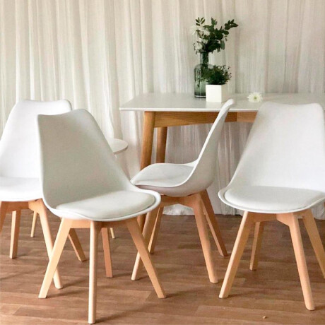 SILLA DE COMEDOR EAMES ACOLCHONADA Silla Eames Blanca con Asiento Acolchado