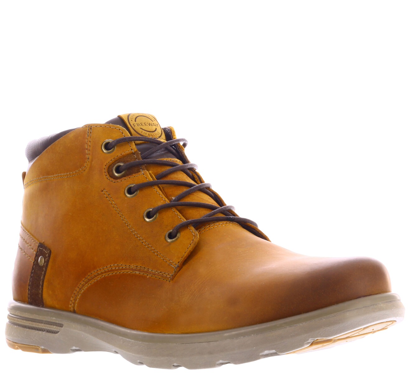 Bota de Hombre Freeway Casual - Marrón Marrón Camel (Cuero Graso) 