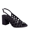 Sandalias de Mujer Bottero Cuero Calado Negro