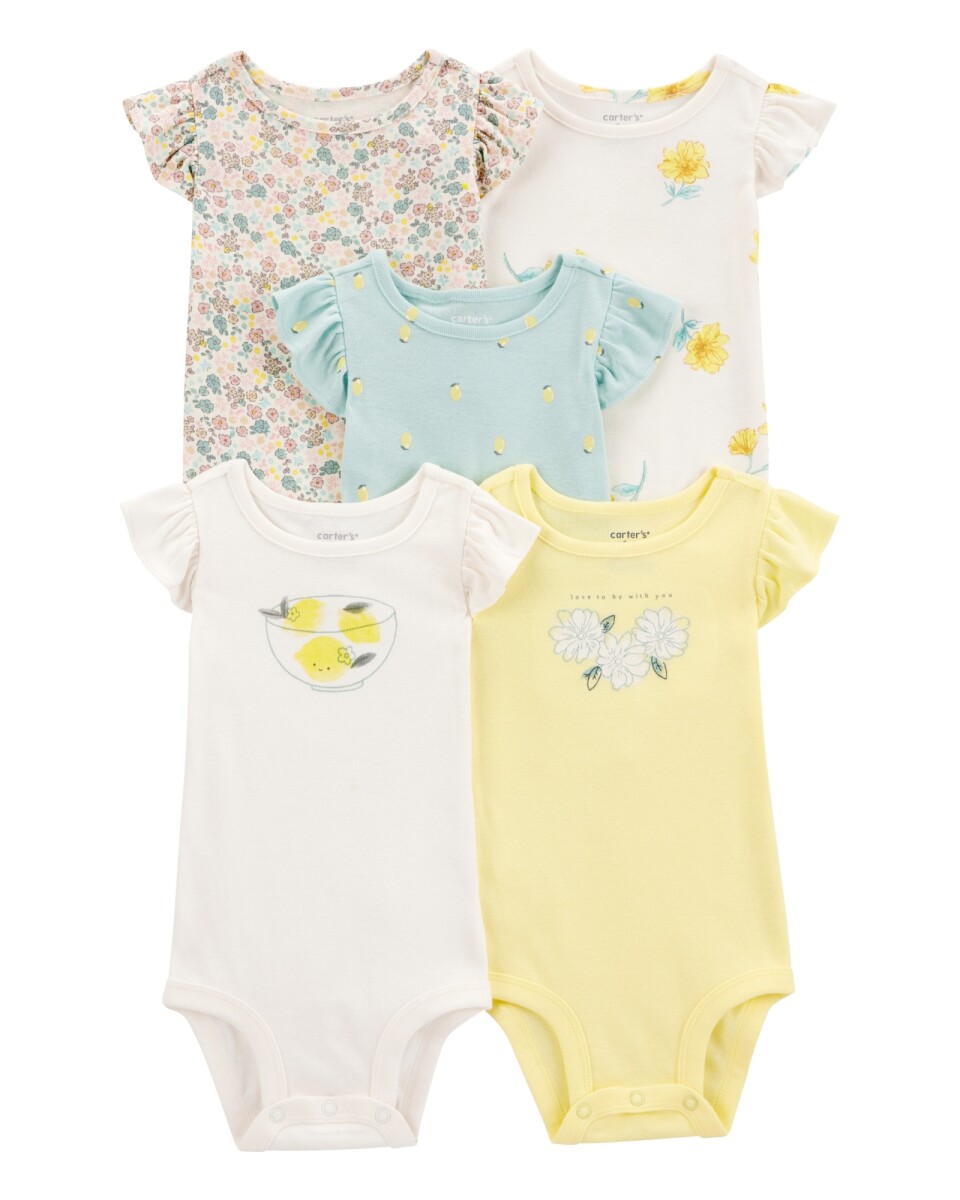 Pack cinco bodies de algodón, diseño floral 