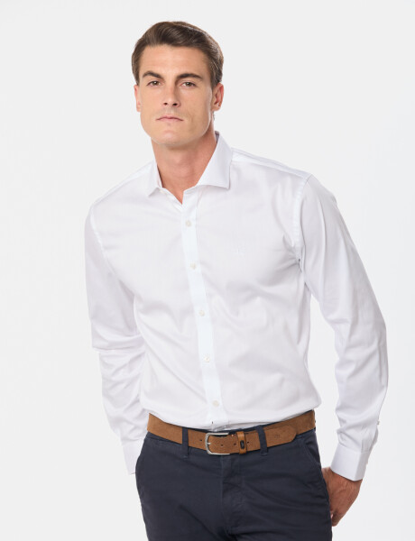 CAMISA DE VESTIR CON SPANDEX Blanco