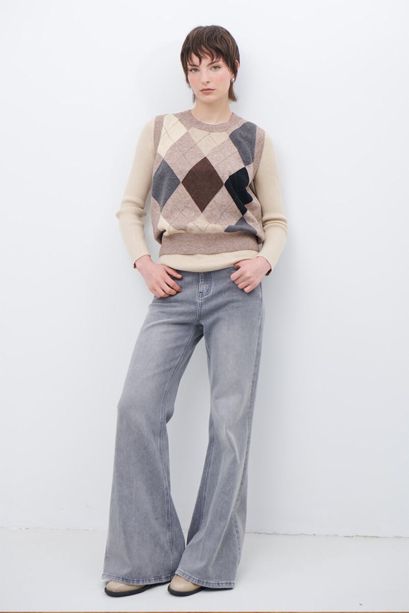 CHALECO ROMBOS - BEIGE 