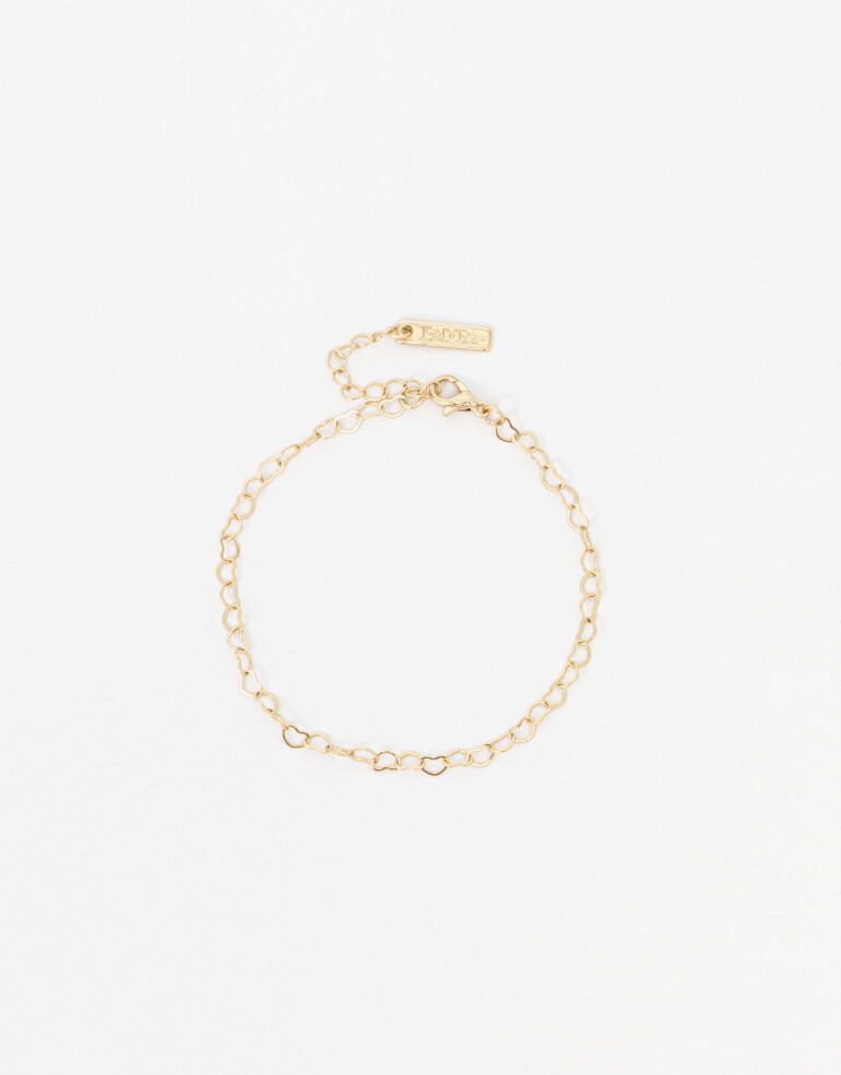 Pulseras Flexibles Metal Pulsera Metal Corazones - Dorado