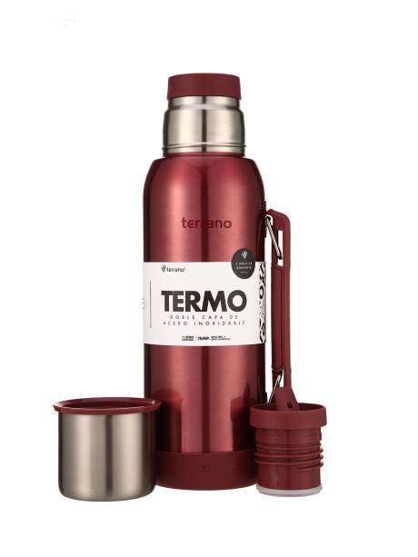 Termo Slim 750mL. con Base Silicona Rojo Metalizado