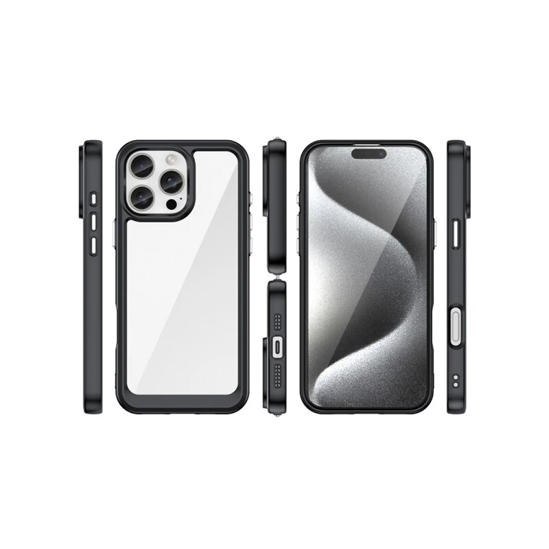Protector para iPhone 16 Pro Max bordes color negro Protector Para Iphone 16 Pro Max Bordes Color Negro