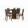 Juego de comedor Mesa de madera + 4 Sillas Beige