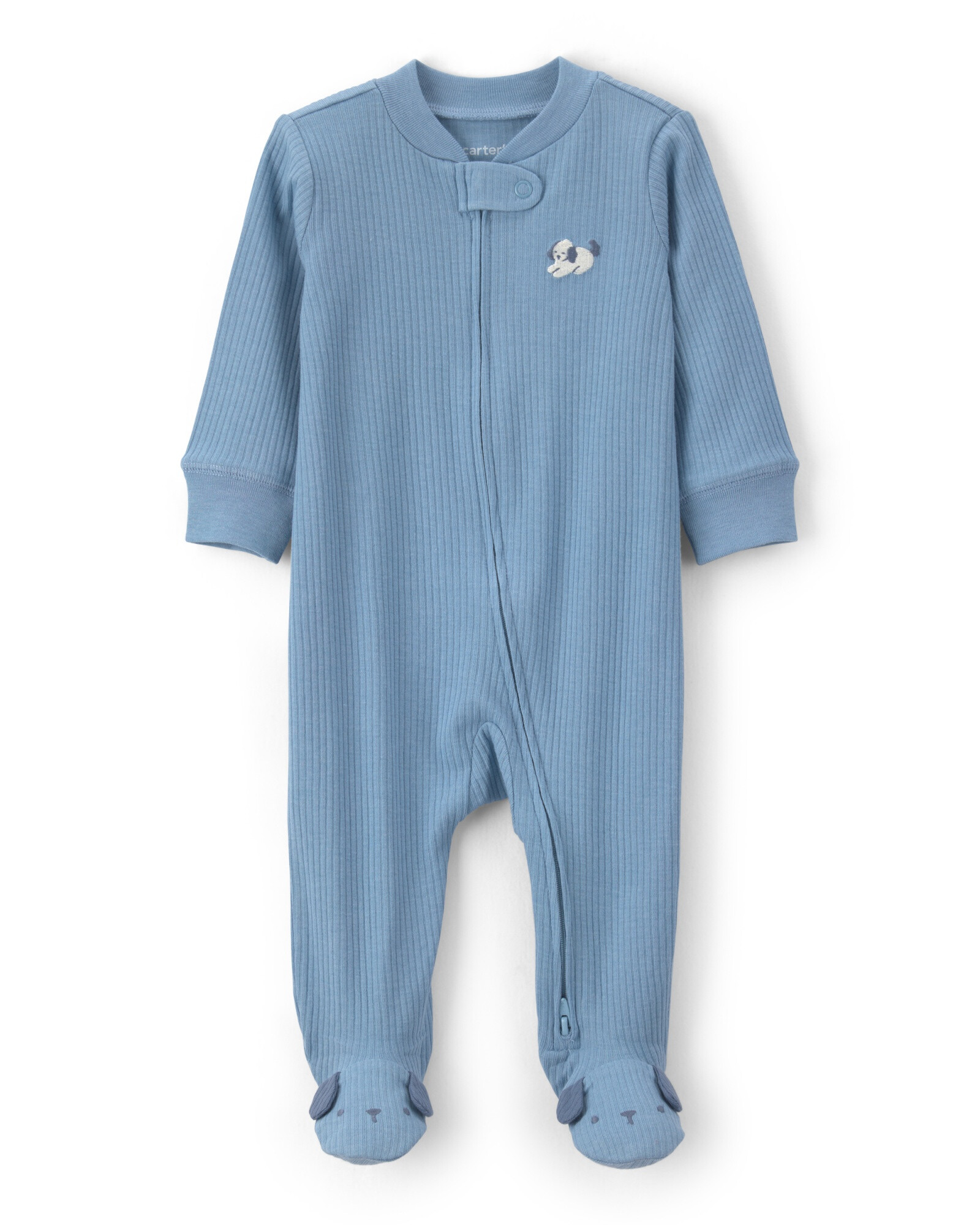 Pijama una pieza de algodón, con pie, azul, diseño perro Pijama una pieza de algodón, con pie, azul, diseño perro