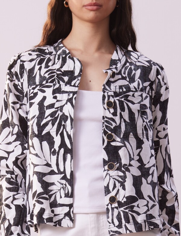 Chaqueta Lino Print NEGRO/BLANCO