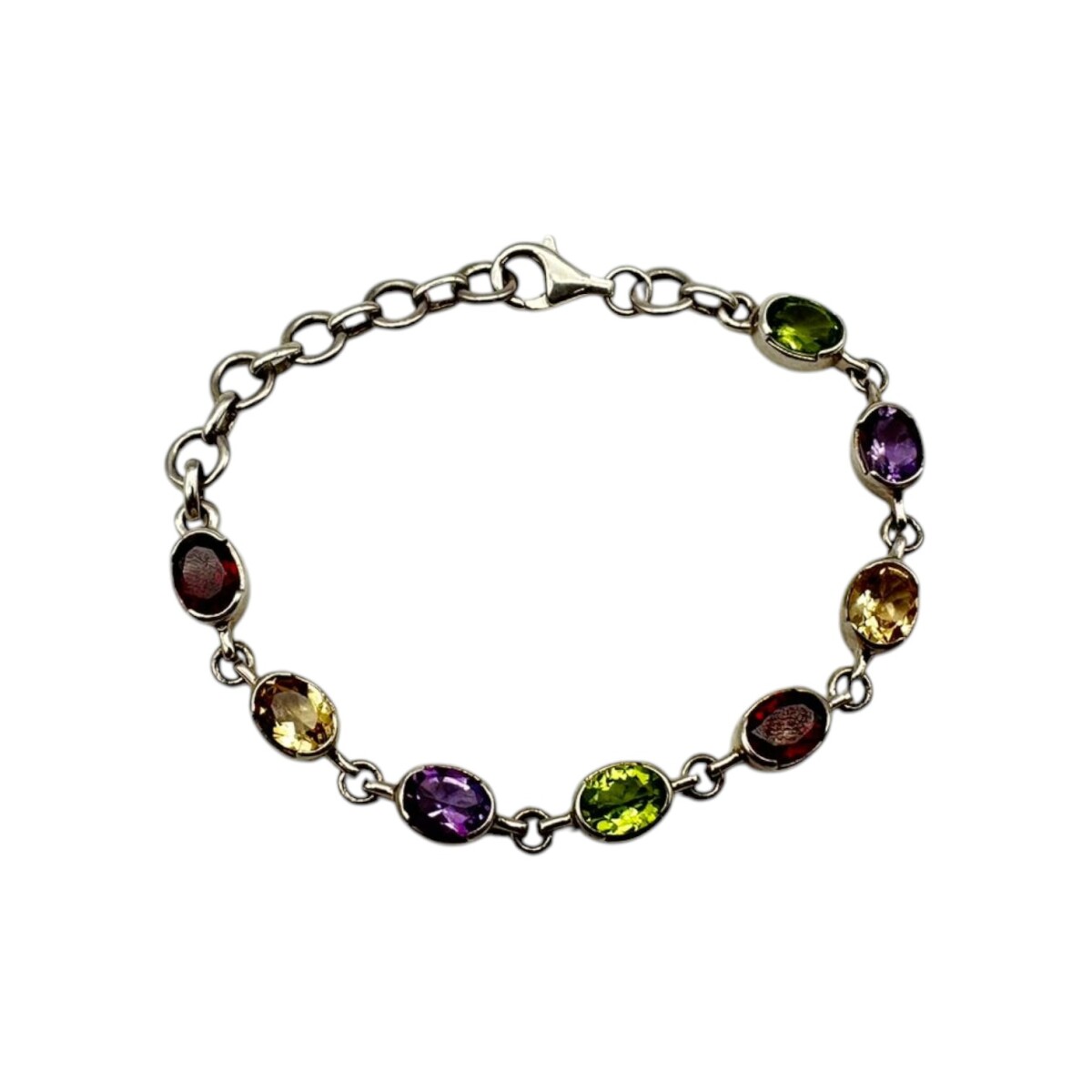 Pulsera Oval Plata Rodinada Con Piedra Varios Pu3832 - conpiedra 