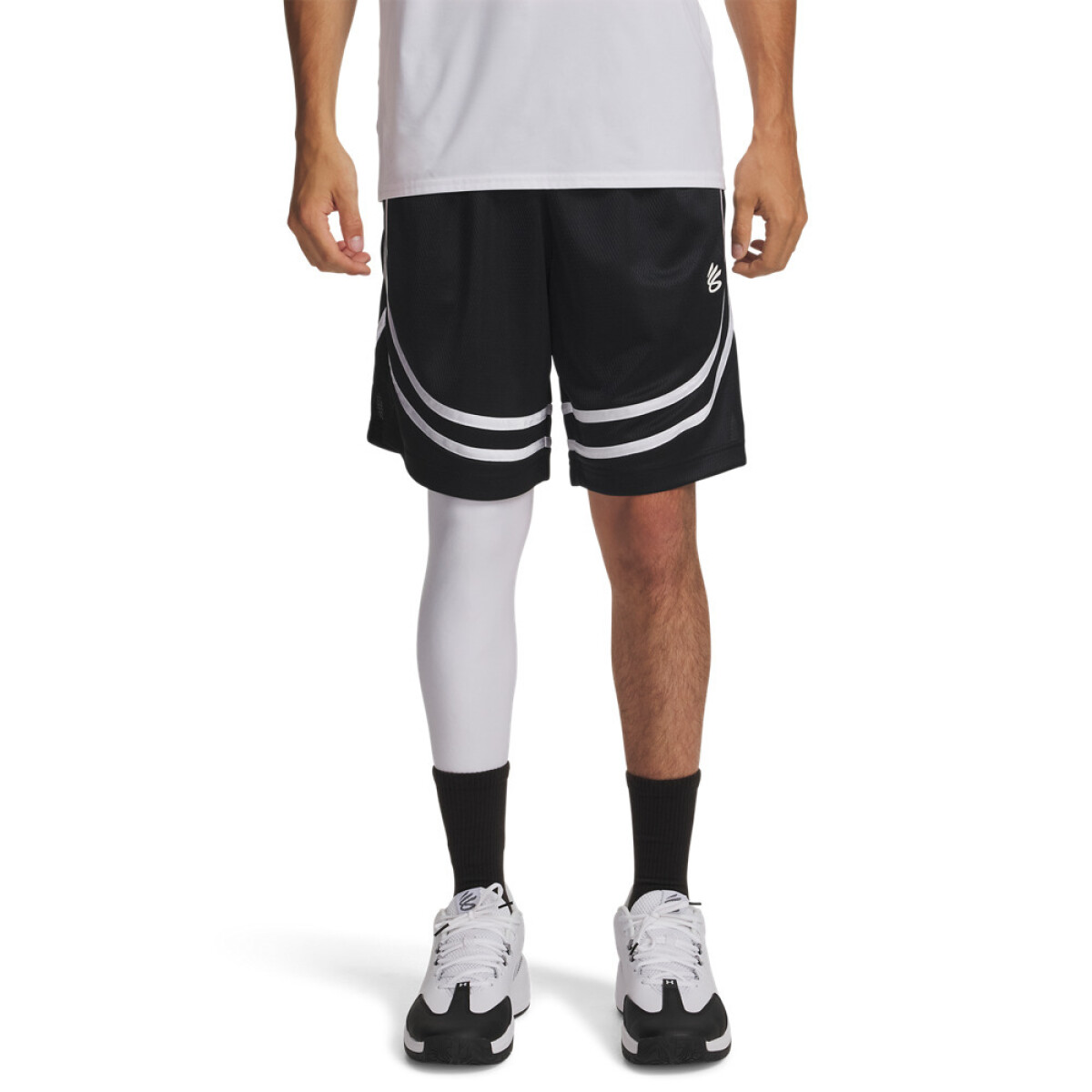 UA M Hoops Sig Short-WHT - BLK-001 