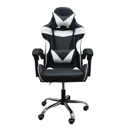 Silla Gamer Giratoria Reclinable Elevable Posabrazos Cojines Negro/blanco