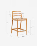 Taburete Analy respaldo madera maciza roble acabado tono natural y asiento cuerda 65cm FSC 100% Taburete Analy respaldo madera maciza roble acabado tono natural y asiento cuerda 65cm FSC 100%