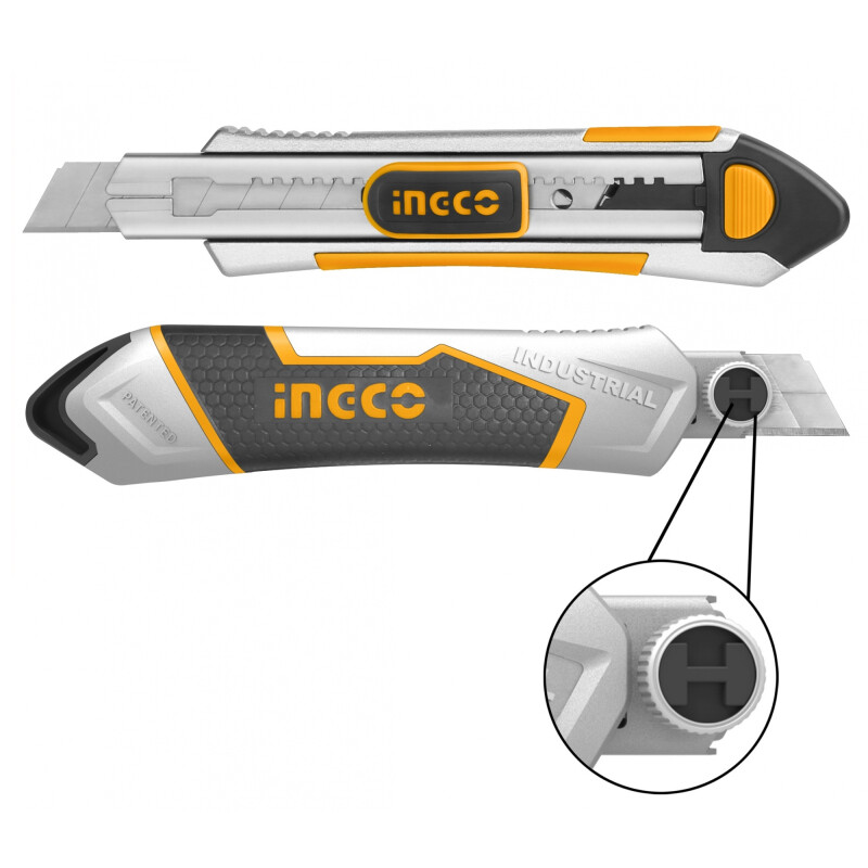 TRINCHETA ALUM 18 MM+ 6 HOJAS INGCO HKNS1808 SOFT GRIP TRINCHETA ALUM 18 MM+ 6 HOJAS INGCO HKNS1808 SOFT GRIP