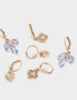 Aros Argollas Set Azul Set De Argollas Con Dijes - Dorado