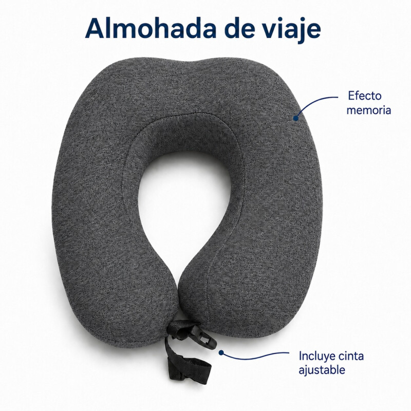 Almohada para Viaje con Memoria Gris Oscuro