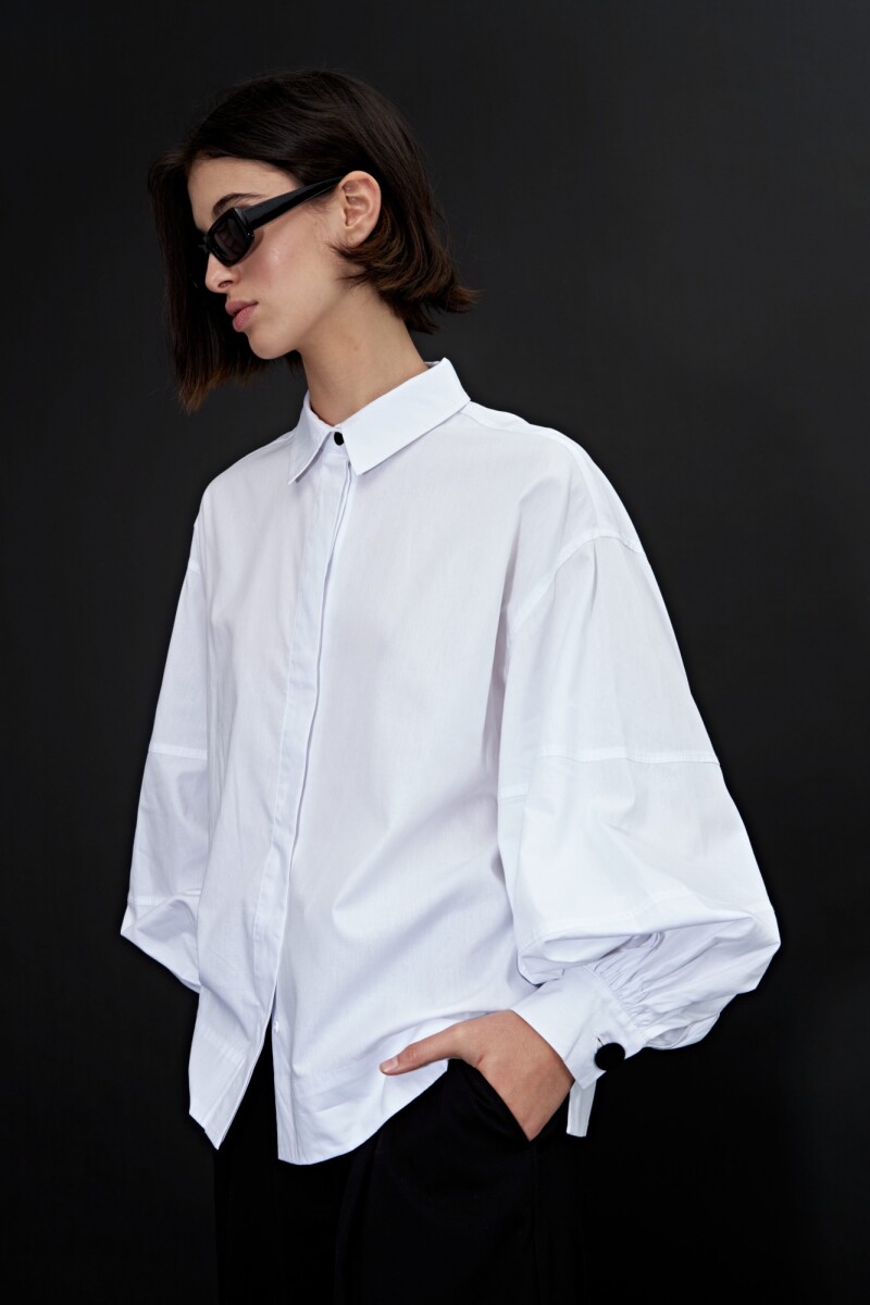 Camisa con manga balloon - blanco 