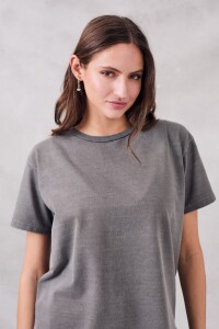 Remeron Oversize Algodon Lavado Gris Oscuro