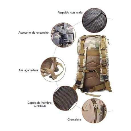 Mochila táctica 30 lts varios diseños Negro