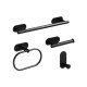 Set Accesorio Baño Juego 4 Piezas Negro Adhesivo Acero Inoxidable Set Accesorio Baño Juego 4 Piezas Negro Adhesivo Acero Inoxidable