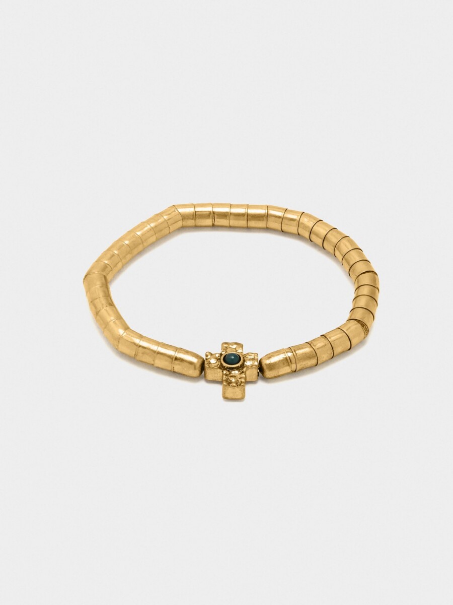 Pulsera Elástica Con Colgante De Cruz dorado