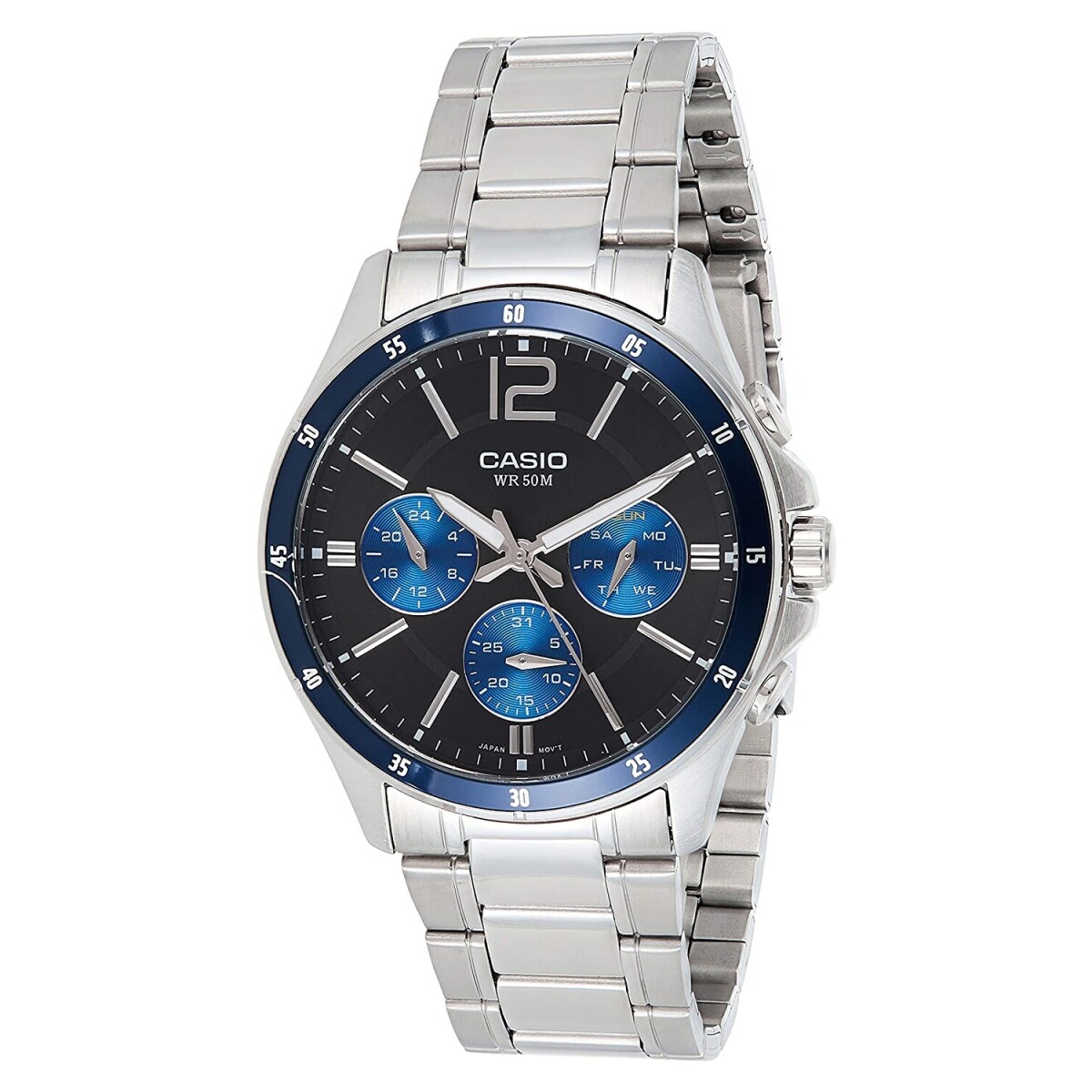 Reloj análogo Casio en acero - Plateado,Negro,Azul 