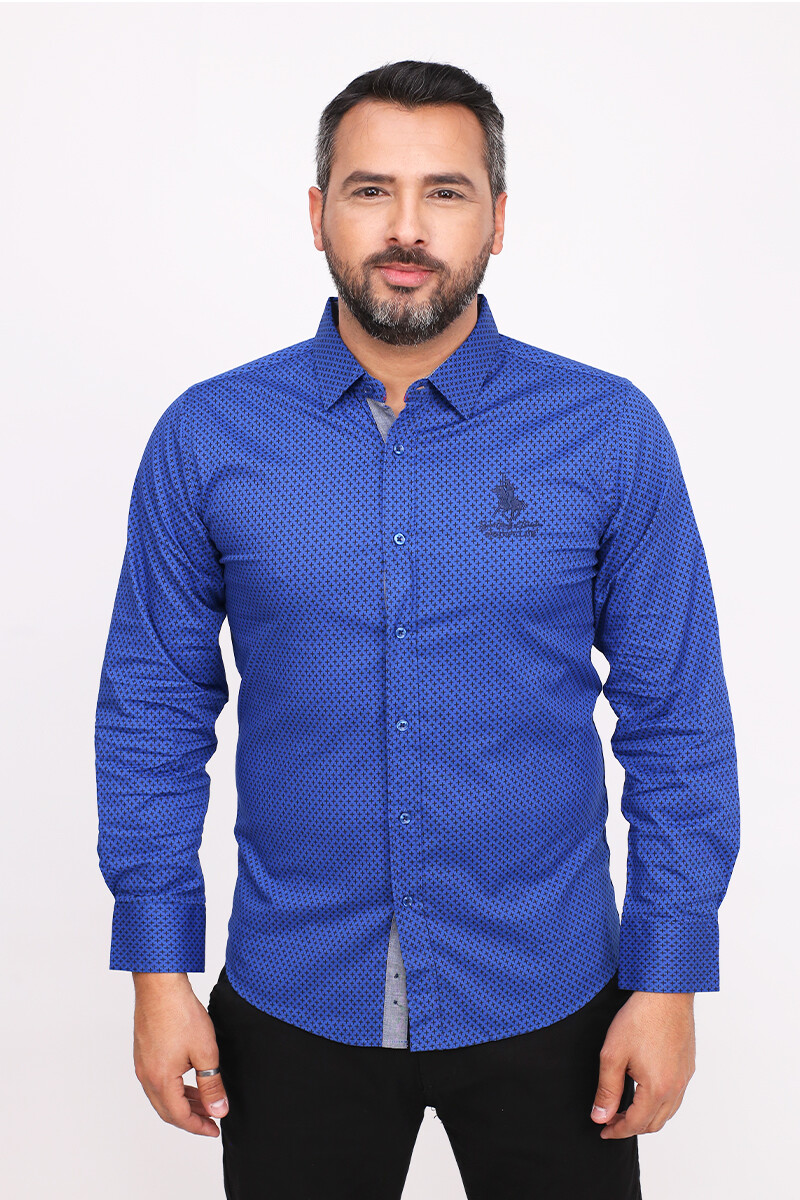 Camisa Manga Larga Strech - Azul 