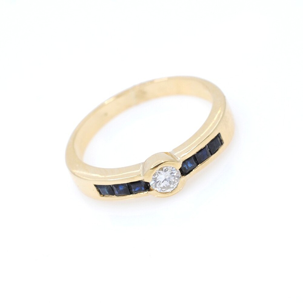 Anillo oro 18k y brillante y zafiros Anillo oro 18k y brillante y zafiros